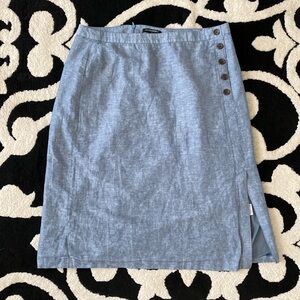 Banana Republic Factory Chambray Linen Pencil Lined Nidi Skirt Sz 14